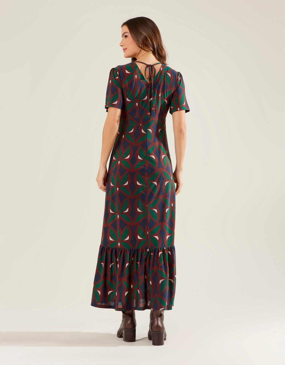 Vestido Longo Estampado Vitral - Azul Marinho