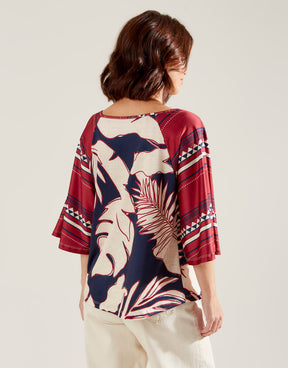 Blusa Estampada Cindy - Azul Marinho