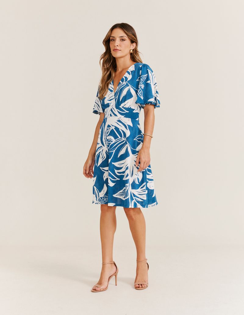 Vestido Curto Estampado Márcia - Blue Ocean