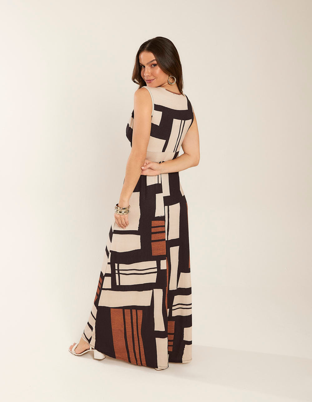 Vestido Longo Estampado Olga - Preto