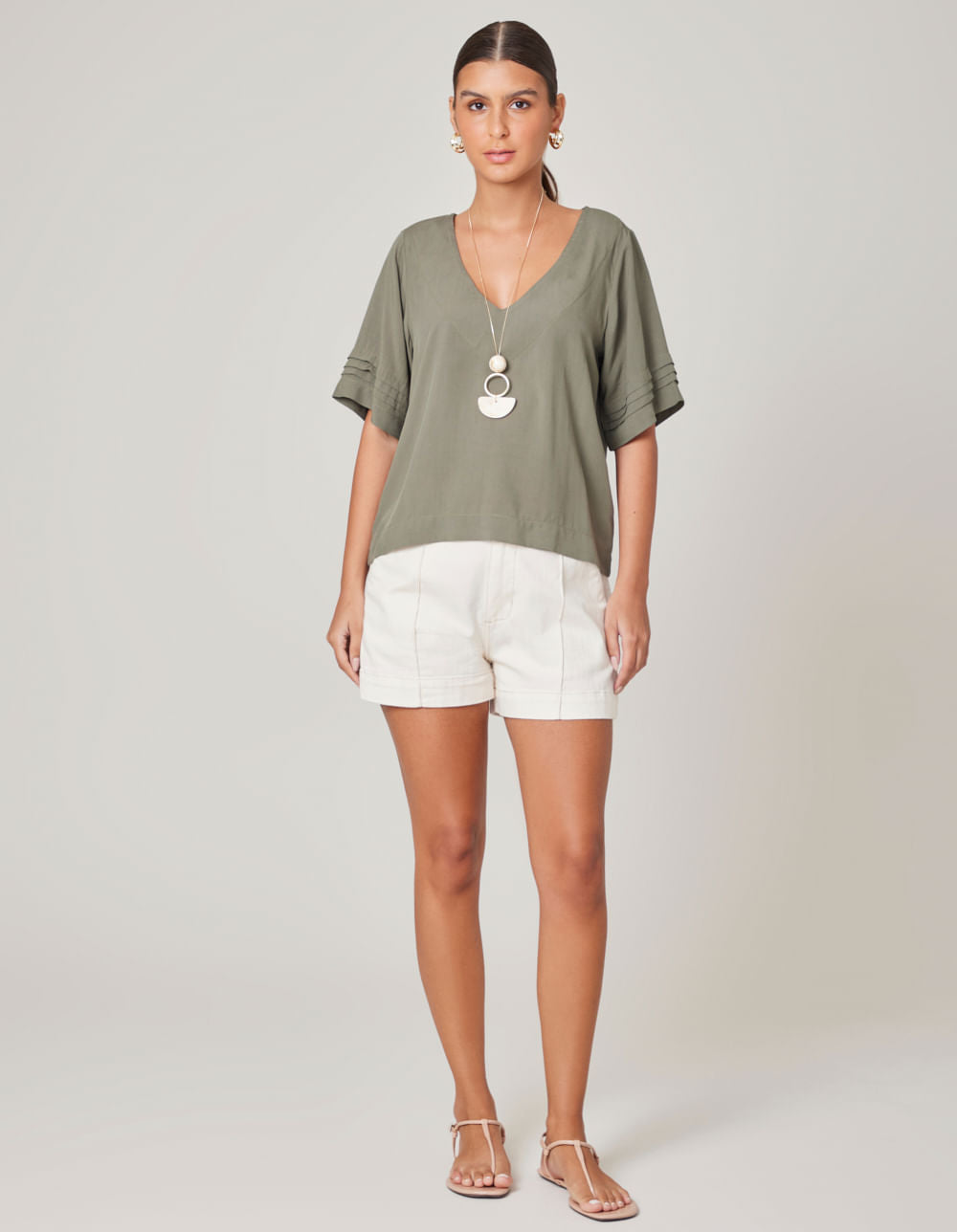 Blusa Punho Elástico - Verde Oliva