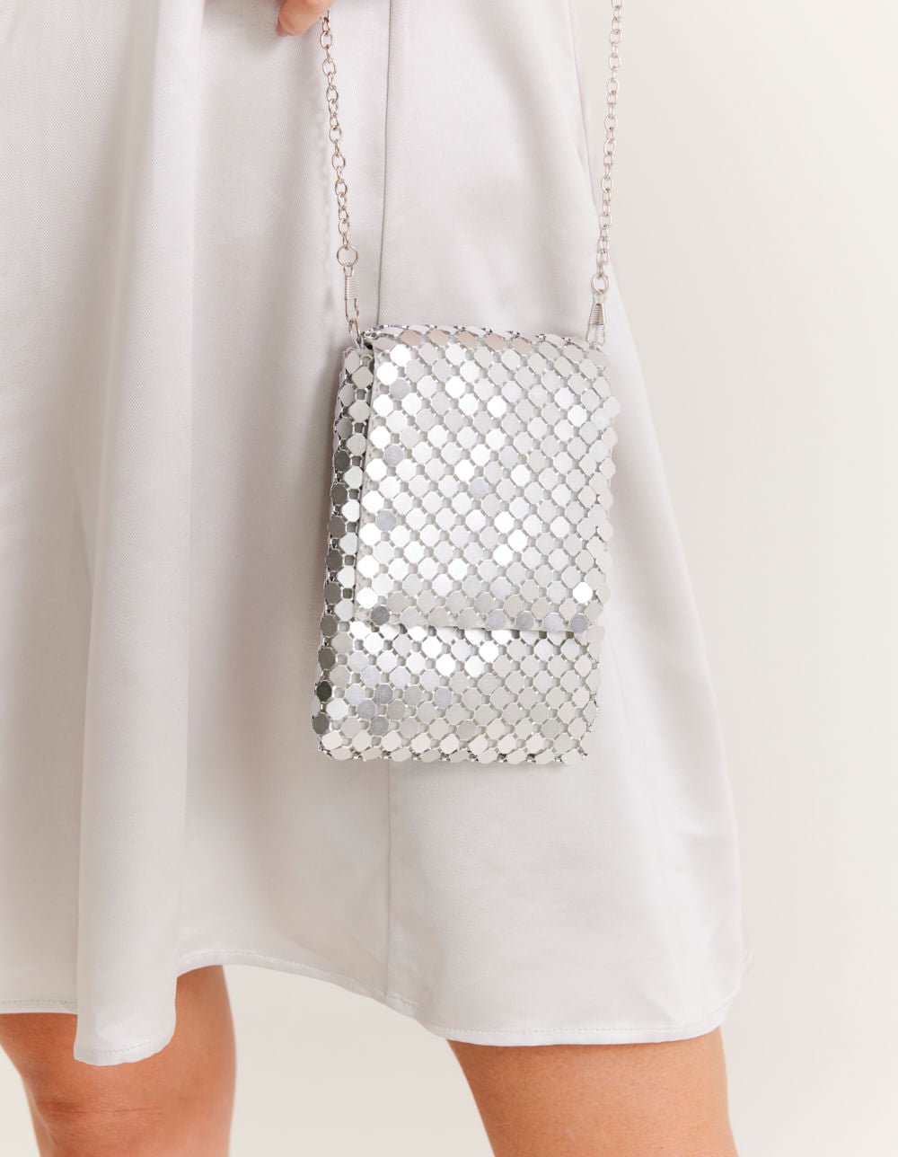 Bolsa Malha Metal - Prata