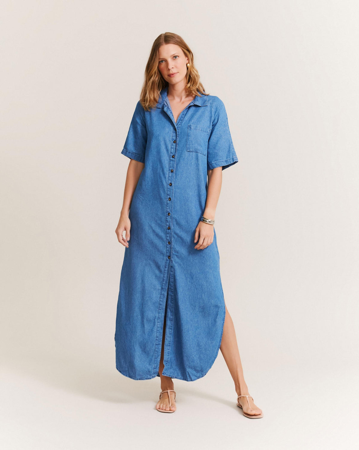 Chemise Jeans Manga 3/4 - Denim Medio