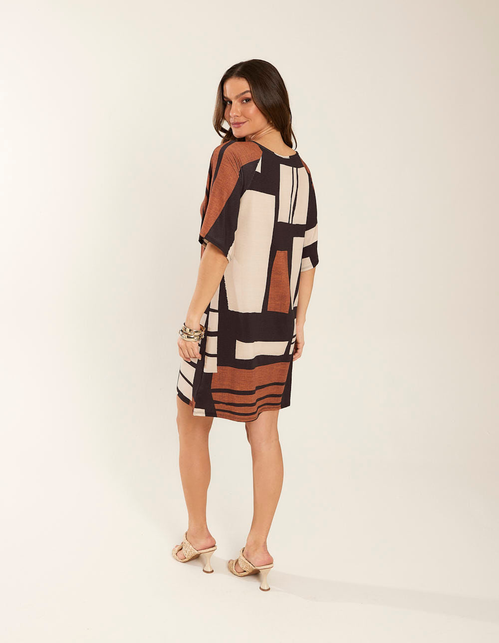 Vestido Curto Estampado Olga - Preto