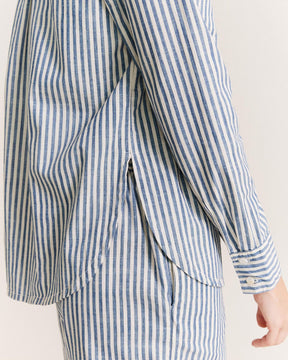 Camisa Ampla Listrada - Azul