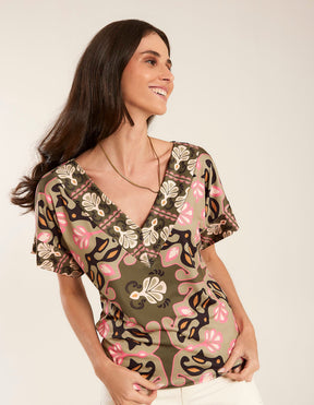 Blusa Estampada Vivian - Verde Militar