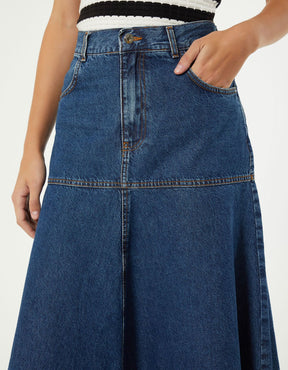 Saia Jeans Gode New Longo - Denim Medio