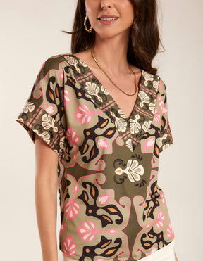 Blusa Estampada Vivian - Verde Militar