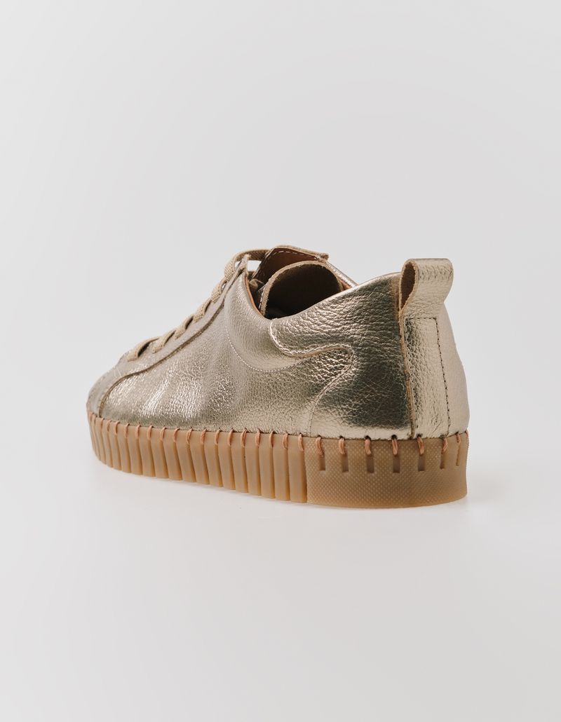 Tenis Couro Costura Solado - Prata Velho