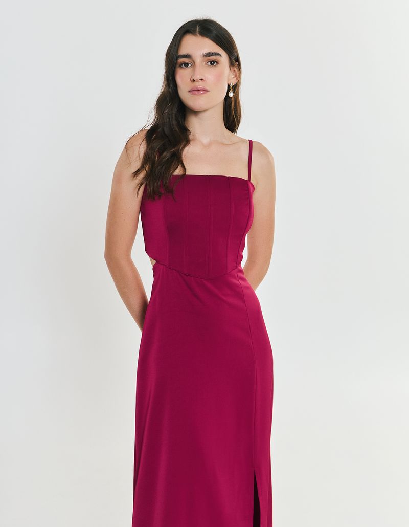Vestido Longo Corset - Rosa Framboesa
