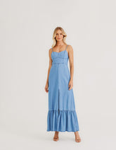 Vestido Longo Liocel Jeans - Denim Medio