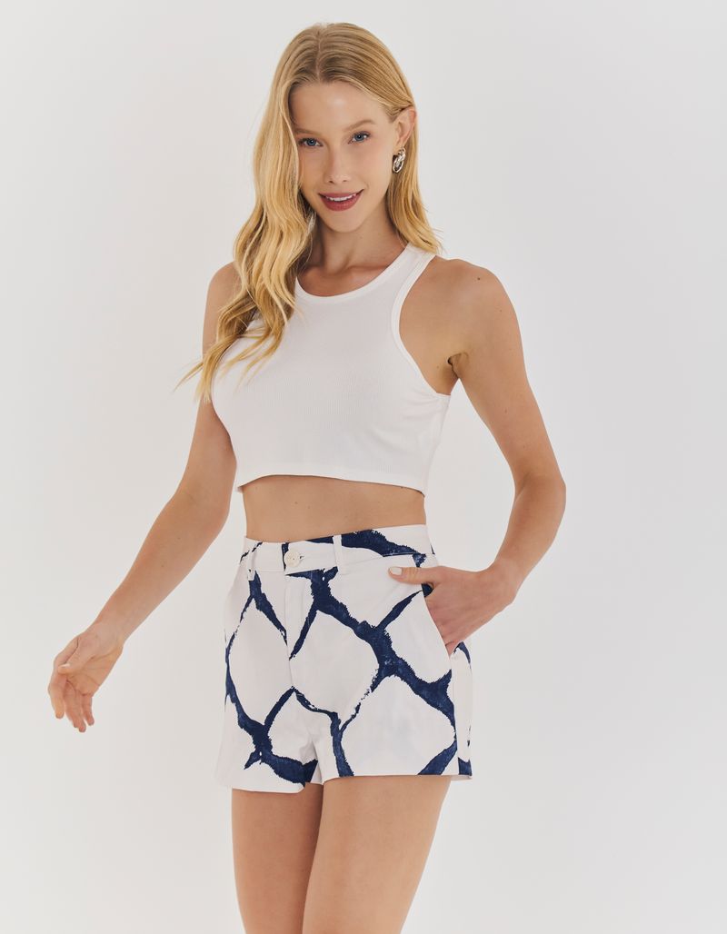Short Alfaiataria Estampado Tie Dye Blue - Off White
