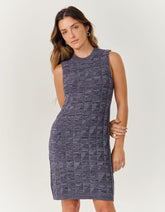 Vestido Tricot Mix Cores - Azul Denim
