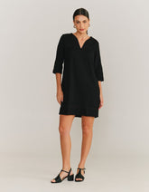 Vestido Curto Decote Moldura v - Preto