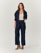Calca Wide Leg Jeans Basica Cintura Medi - Jeans