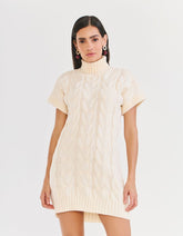 Vestido Detalhes Tranca - Bege
