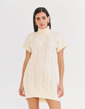 Vestido Detalhes Tranca - Bege