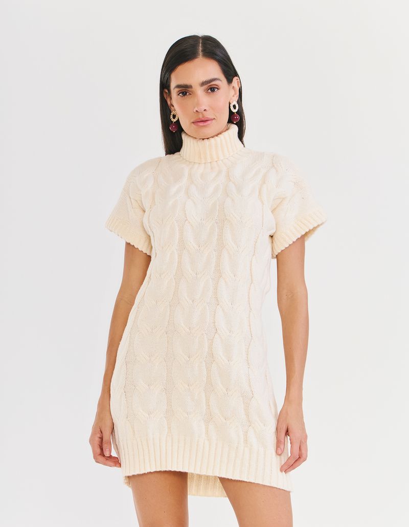 Vestido Detalhes Tranca - Bege