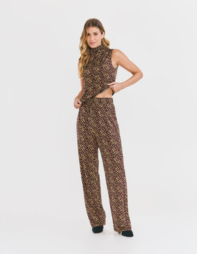 Calça Estampada Onça Pixel - Marrom