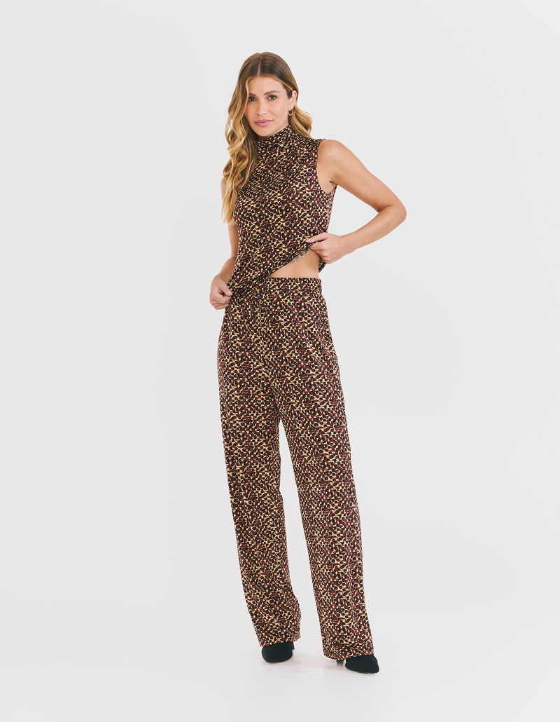 Calça Estampada Onça Pixel - Marrom