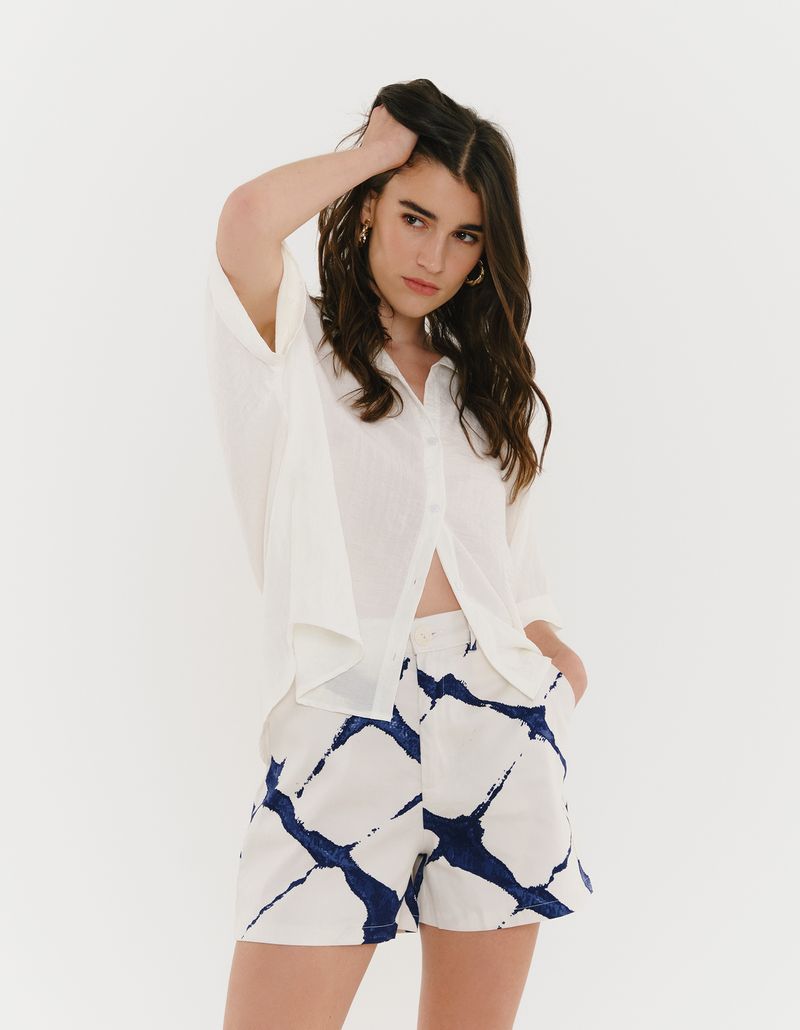 Short Alfaiataria Estampado Tie Dye Blue - Off White