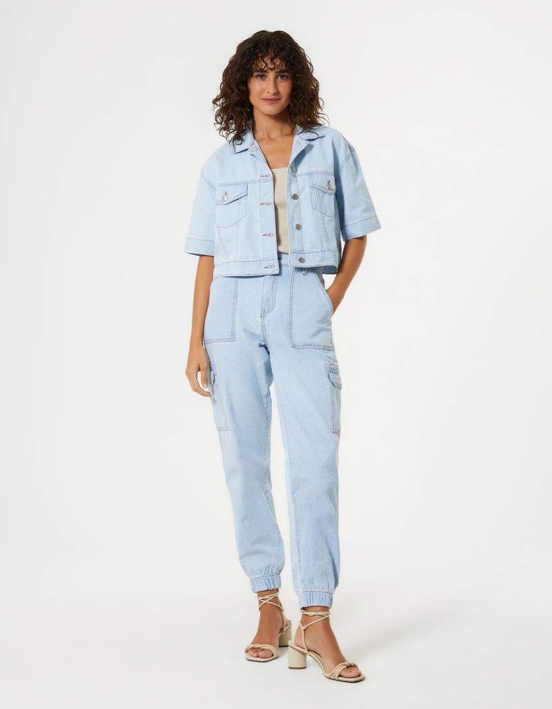 Calca Jogging Cargo - Denim Claro