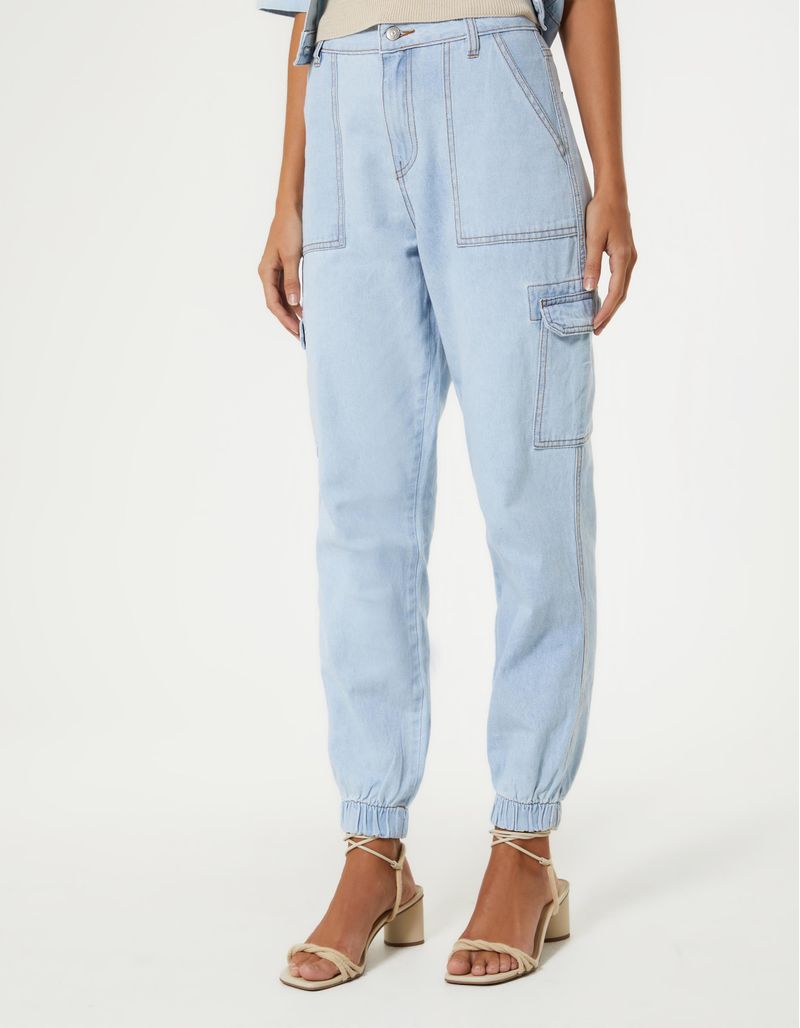 Calca Jogging Cargo - Denim Claro