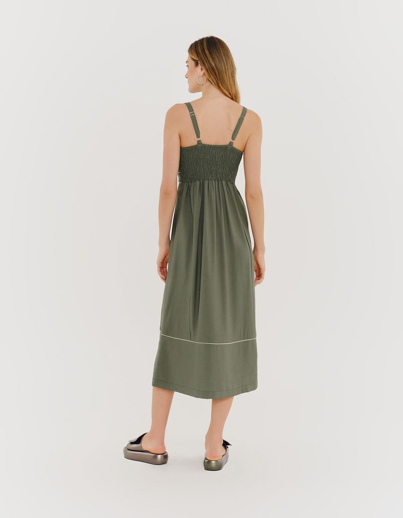 Vestido Vivo Contrastante - Verde Militar