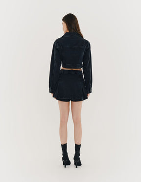 Short Saia Pregas - Black Jeans