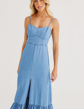 Vestido Longo Liocel Jeans - Denim Medio