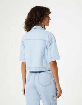 Jaqueta Cropped Jeans - Denim Claro