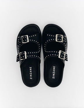 Sandalia Birken Duas Fivelas Com Rebites - Preto