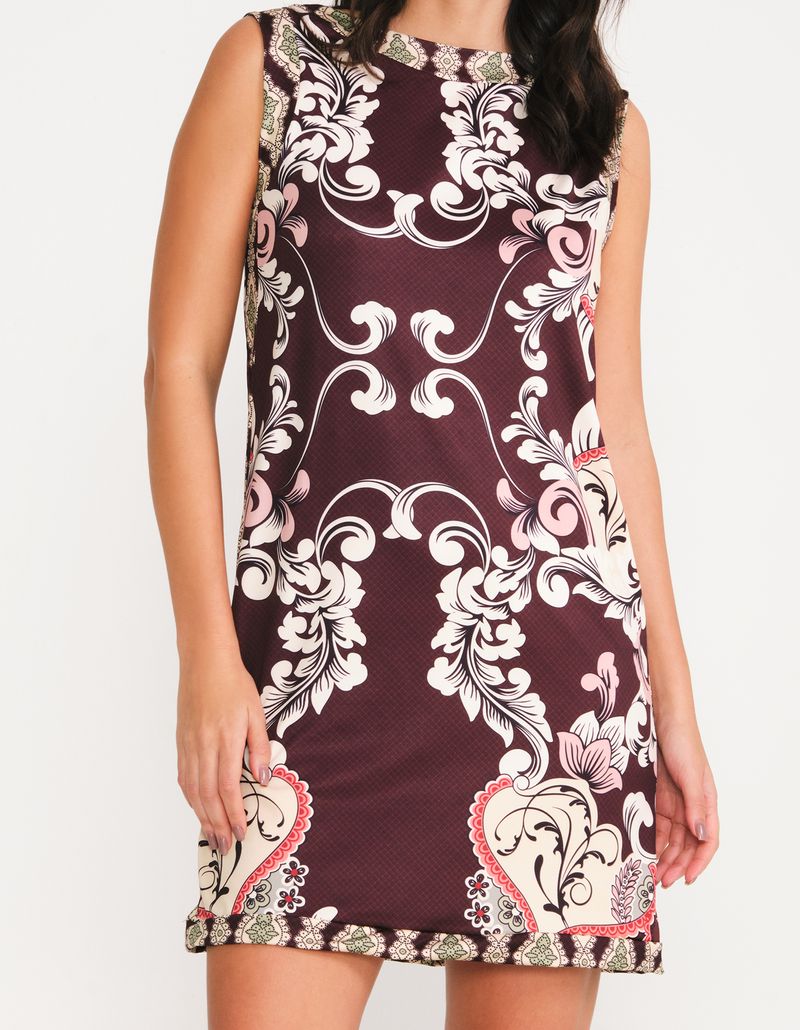 Vestido Curto Estampado Bianca - Marrom