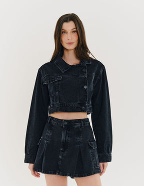Jaqueta Cropped Black Jeans - Black Jeans