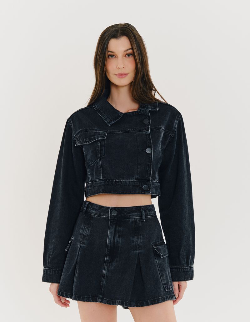Jaqueta Cropped Black Jeans - Black Jeans