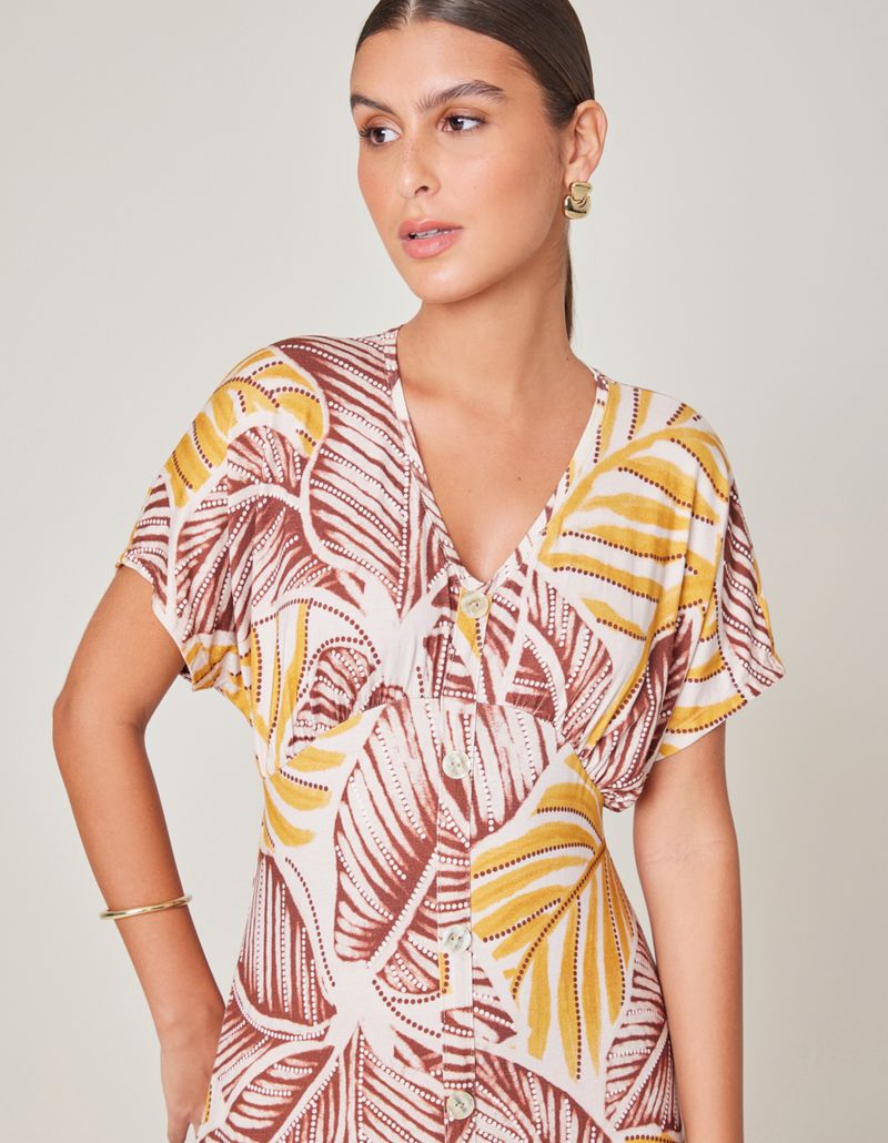 Vestido Longo Estampado Eleonor - Areia