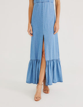 Vestido Longo Liocel Jeans - Denim Medio