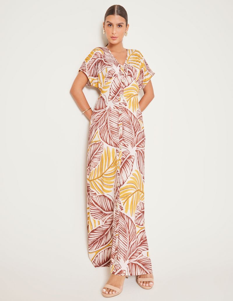 Vestido Longo Estampado Eleonor - Areia