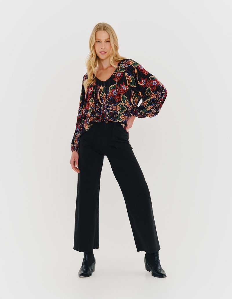 Bata Estampada Bangalore Lurex - Preto
