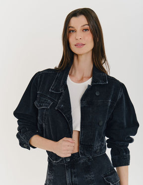 Jaqueta Cropped Black Jeans - Black Jeans