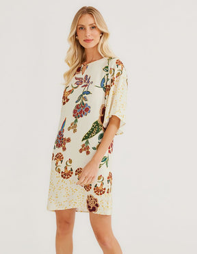 Vestido Curto Estampado Bia - Areia