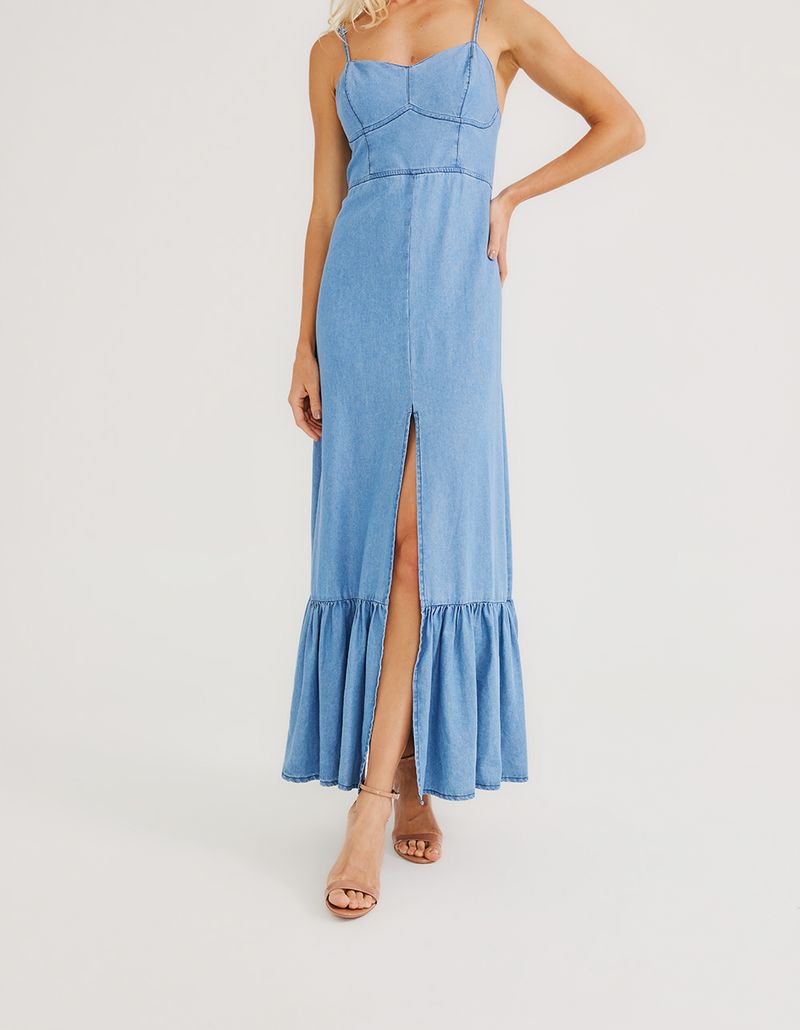 Vestido Longo Liocel Jeans - Denim Medio