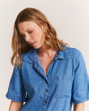 Chemise Jeans Manga 3/4 - Denim Medio