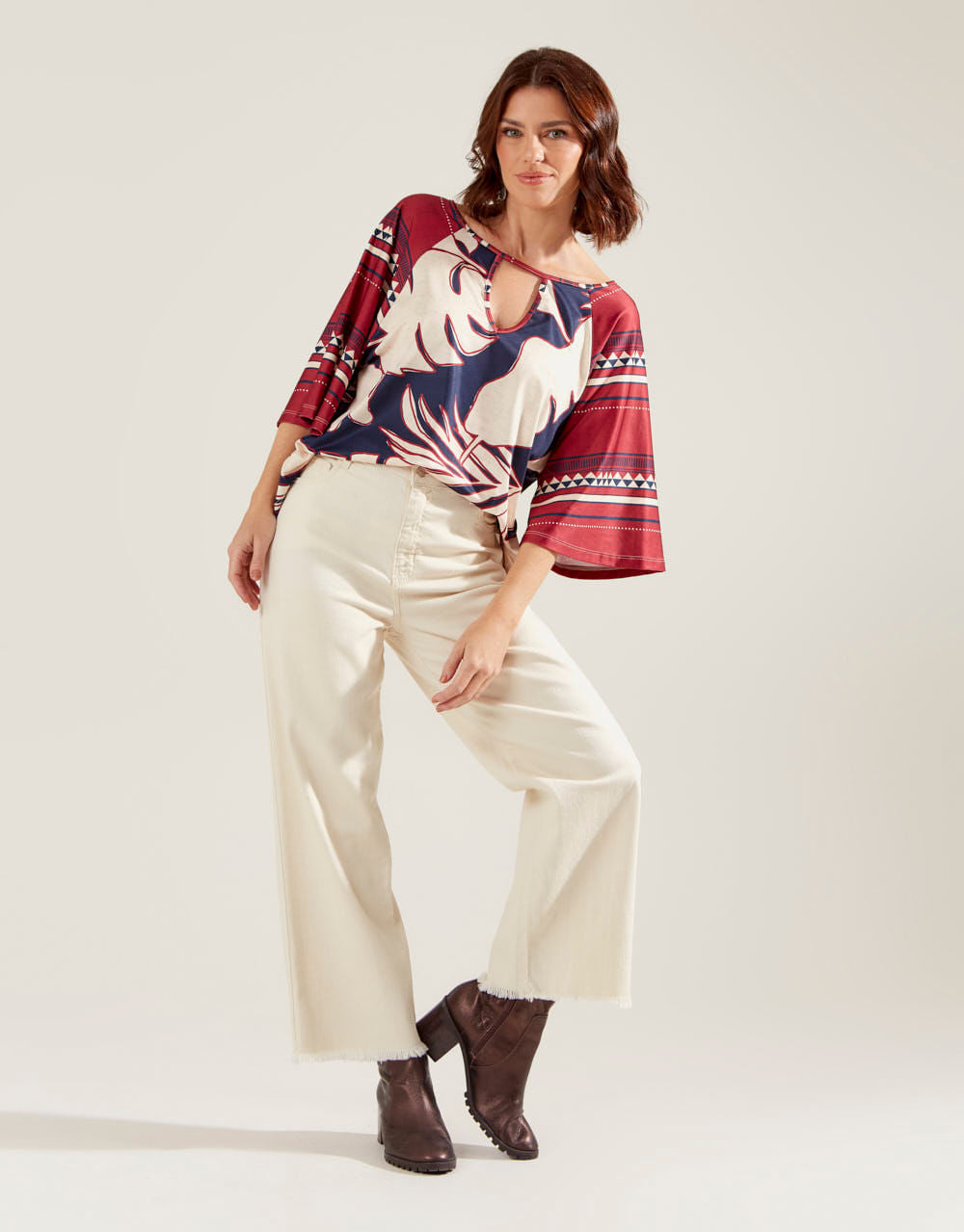 Blusa Estampada Cindy - Azul Marinho