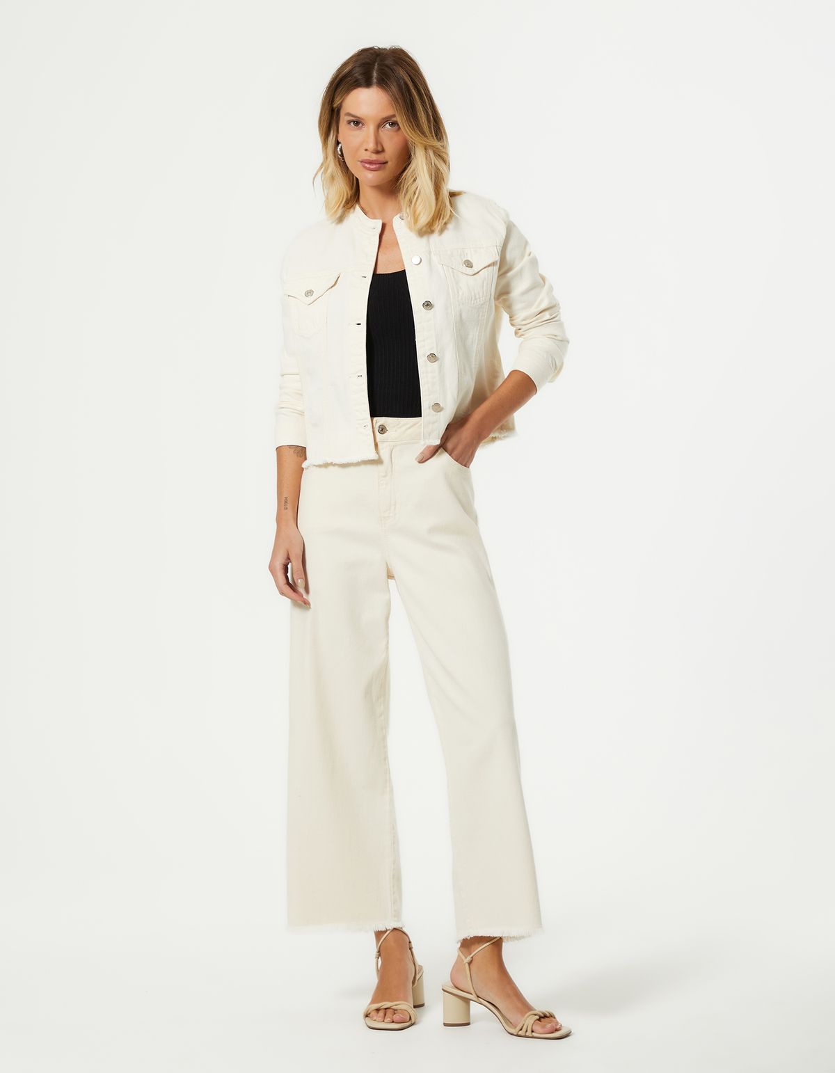 Calça Pantacourt White Jeans - Off White