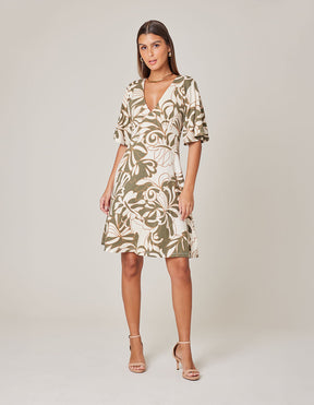 Vestido Curto Estampado Grace - Verde Oliva