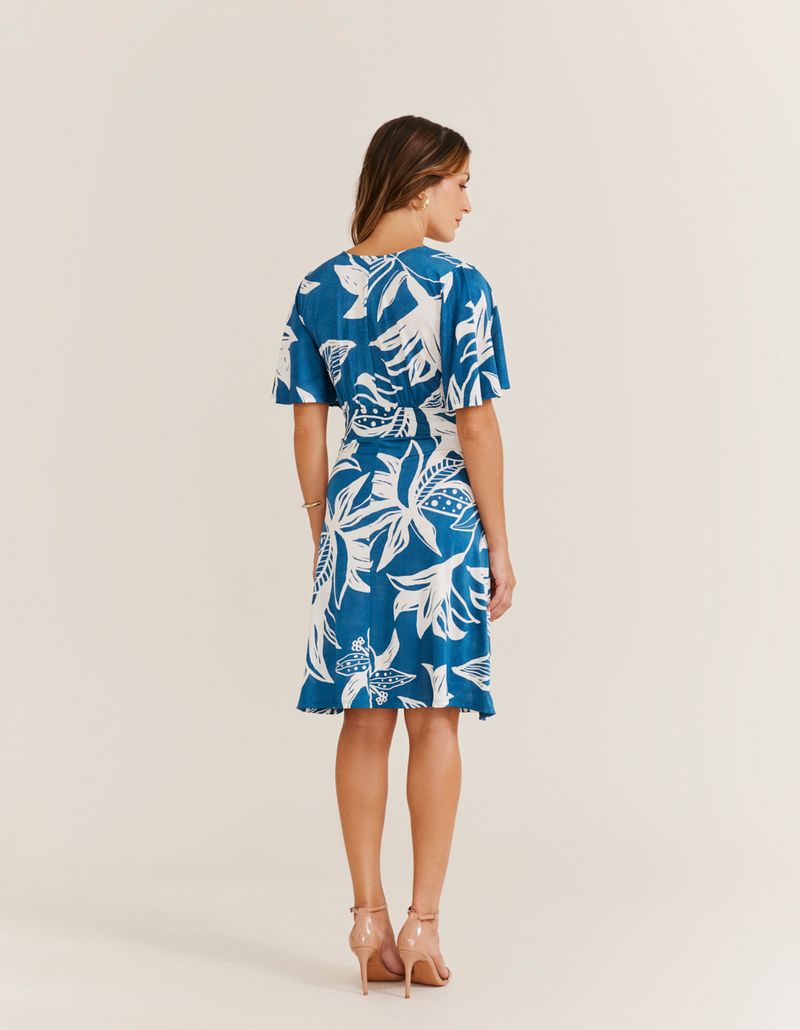 Vestido Curto Estampado Márcia - Blue Ocean