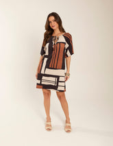 Vestido Curto Estampado Olga - Preto