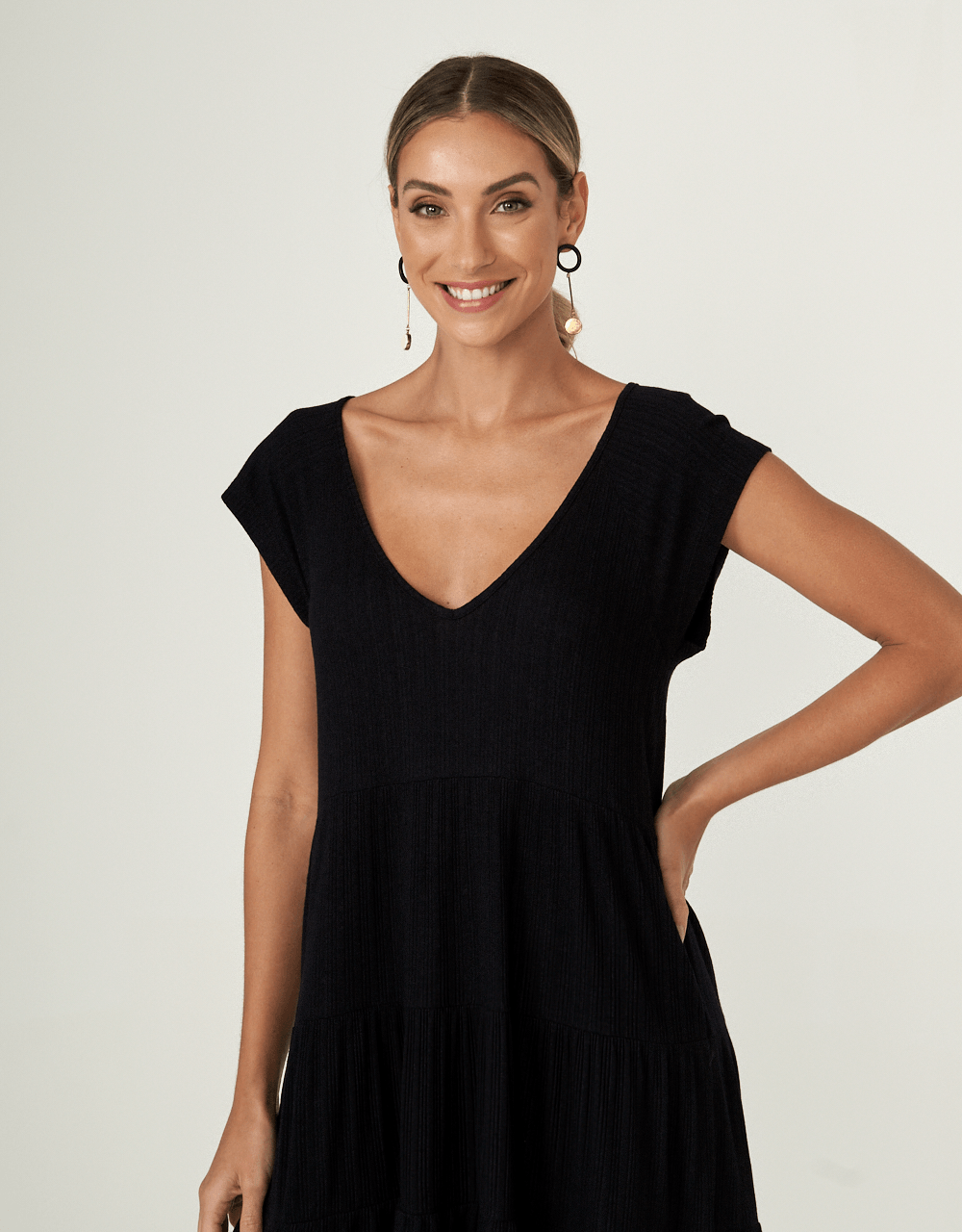 Vestido Canelado Marias Curto - Preto