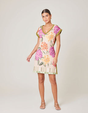 Vestido Caixinha Estampado Linda - Areia